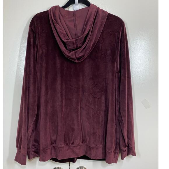 Livi Active by Lane Bryant Velour Track Suit Zip Up Jacket Hoodie Burgundy Sz 18 - Picture 5 of 8